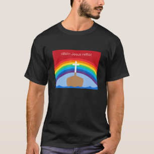 Camiseta Jesus sozinho salva - motif cristão arco-íris