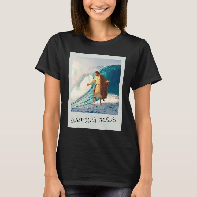 Camiseta Jesus surfar em Jesus cristão (Frente)