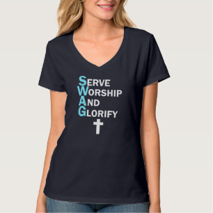 Camiseta Jesus SWAG Serve Culto e Glorifica a Religião de F