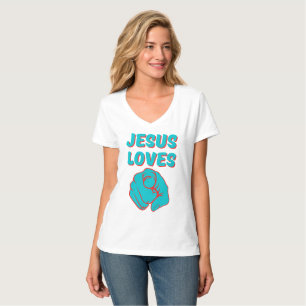 Camiseta Jesus Te Ama Com Uma Citação Baseada Em Fé, Mulher