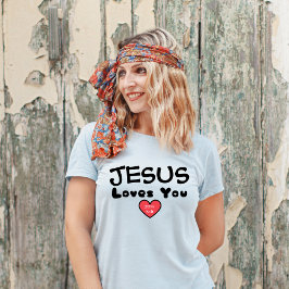 Camiseta Jesus Te Ama Coração Vermelho