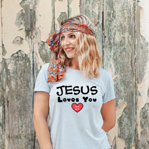 Camiseta Jesus Te Ama Coração Vermelho