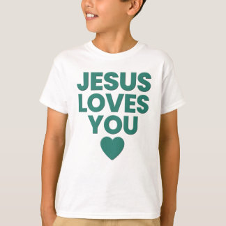 Camiseta Jesus Te Ama, Crianças Cristão, Bela Fé