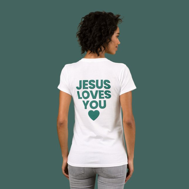 Camiseta Jesus Te Ama, Cristão, Impressão impermeável (Criador carregado)