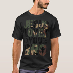 Camiseta Jesus Te Ama, Irmão, Camuflado, Roupa de Criança D