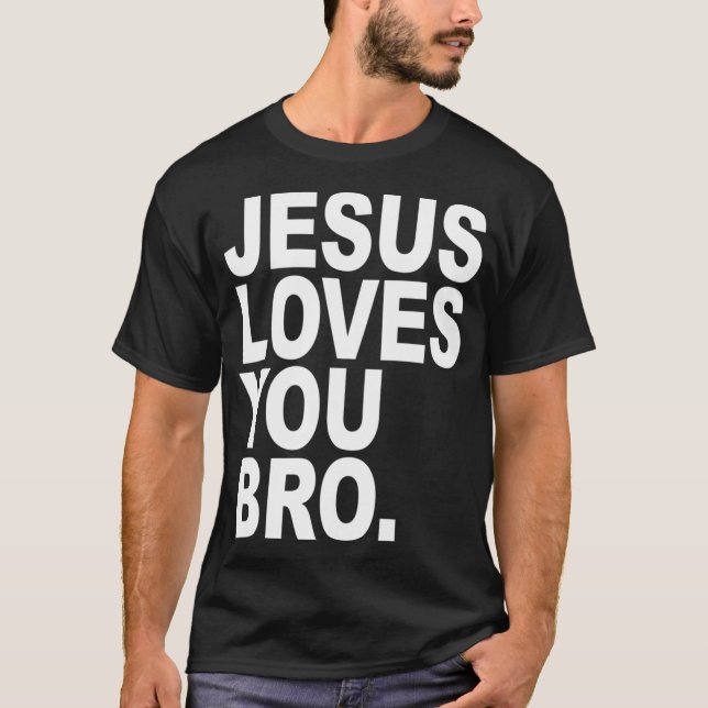 Camiseta Jesus Te Ama Irmão Cristão Negra (Frente)