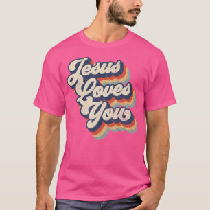 Camiseta Jesus Te Ama Na Design Gráfica De Estilo De Vintag