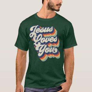 Camiseta Jesus Te Ama Na Imagem Do Estilo Vintage