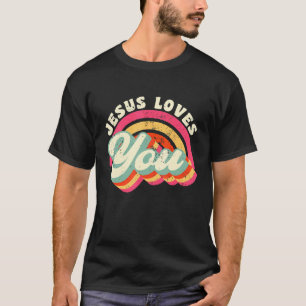 Camiseta Jesus Te Ama O Arco-Íris Christian Jesus Faith Wom