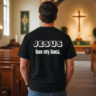 Camiseta Jesus tem as minhas costas preto e branco