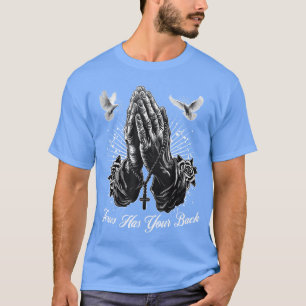 Camiseta Jesus Tem Suas Costas Oração Mãos Chicanoattoo Pom