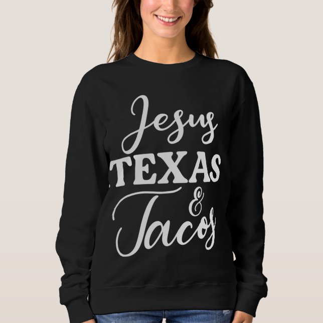 Camiseta Jesus Texas E Tacos Comida Encantada Cinco Cristo  (Frente)