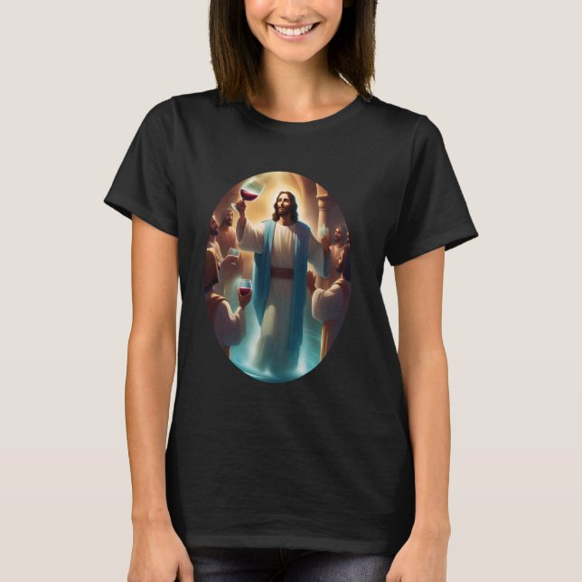 Camiseta Jesus transforma água em vinho no casamento em Can (Frente)