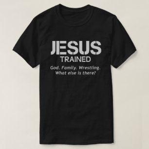 Camiseta Jesus Treinou Luta Engraçado Músculo de Lutador En