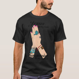 Camiseta Jesus Turquesa Pedra Preciosa Cowgirl É Minha Roch