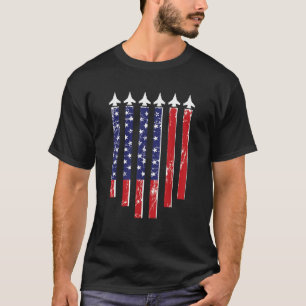 Camiseta Jet Fighter US Flag Aircraft Aviation