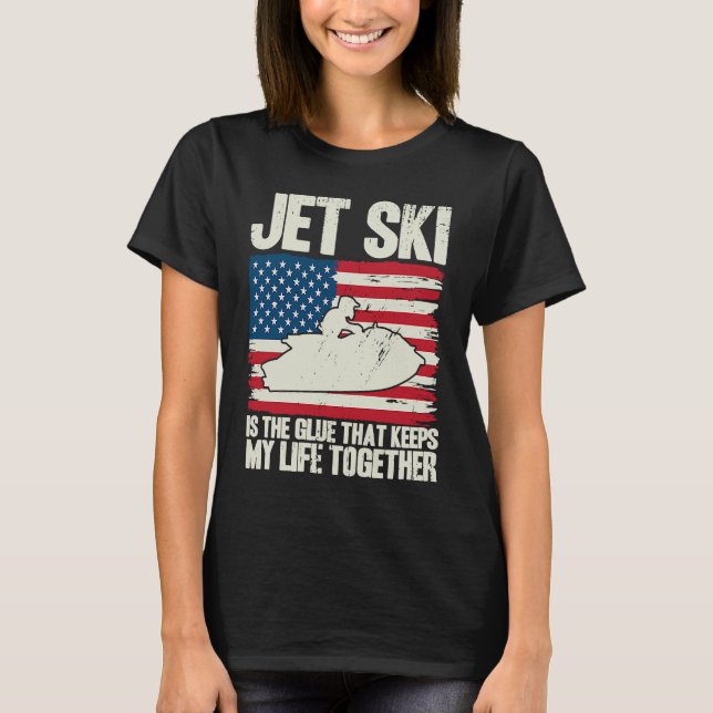 Camiseta Jet Ski Keeps My Life Together American Flag (Frente)