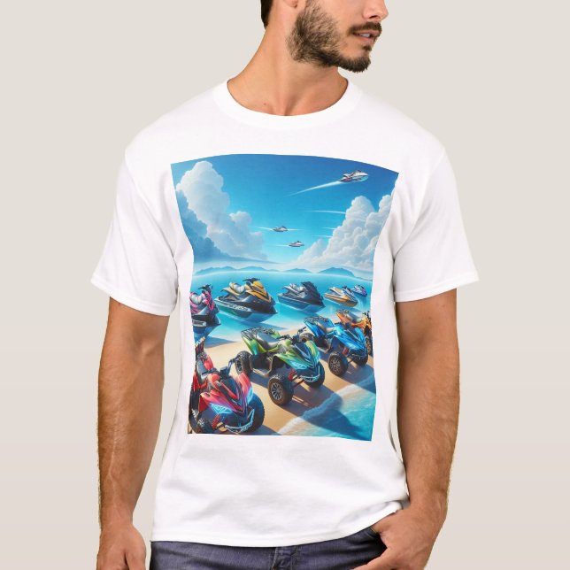 Camiseta  Jet Skis Waver Runners e ATVs Praia (Frente)