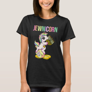 Camiseta Jewnicorn Chanukah Unicorn Com Dreidel Menorah Fo
