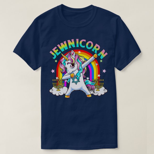 Camiseta Jewnicorn Funny Cute Hanukkah 2021 Rainbow Unicorn (Frente do Design)