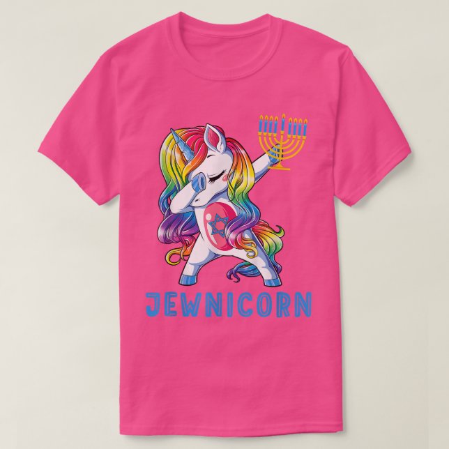 Camiseta Jewnicorn Funny Hanukkah Unicorn Judaicas Mulheres (Frente do Design)