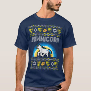 Camiseta Jewnicorn Ugly Hanukkah Funny Judeu Unicorn Chanu