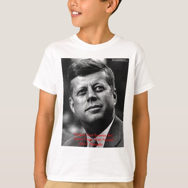 Camiseta JFK "Perdoe Não Esqueça" Ofertas e Cartão De Citaç (Frente)
