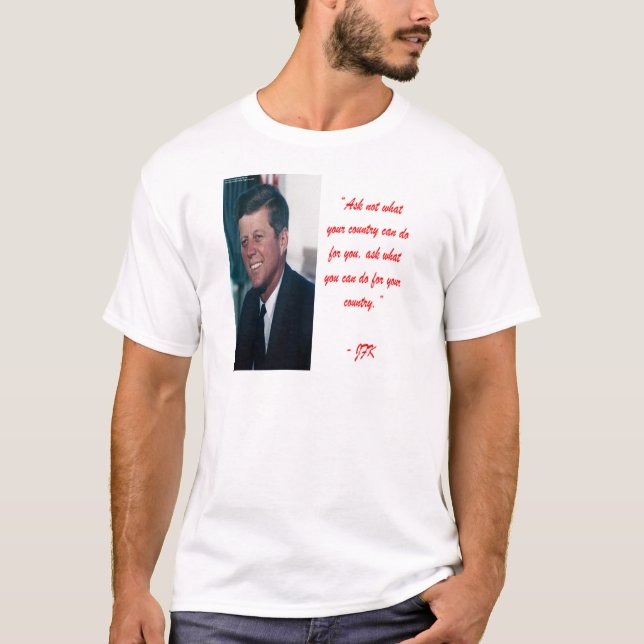 Camiseta JFK & Perguntar sem Cotação (Frente)