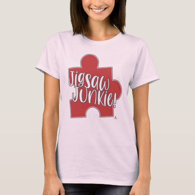 Camiseta Jigsaw Junkie Funny Puzzle Hobby Logo (Frente)