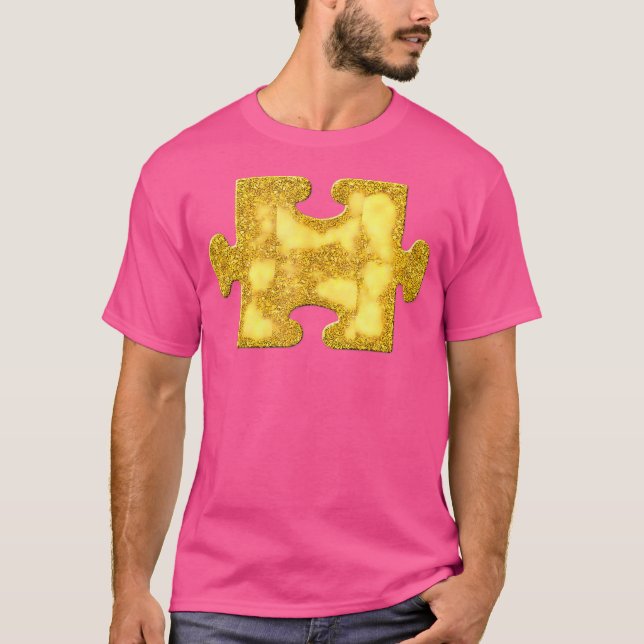 Camiseta Jigsaw Puzzle Piece Golden Vintage Symbol (Frente)