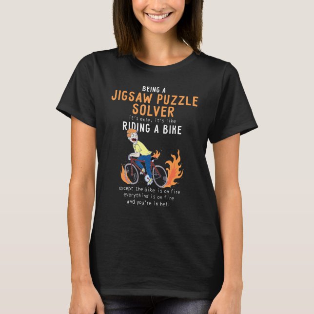 Camiseta Jigsera Quebra-cabeça Solver Como Ciclo De Bicicle (Frente)