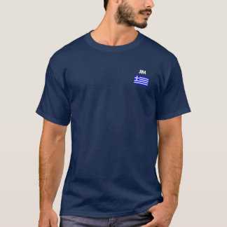 Camiseta Jim Grego Name com Design de bandeira grega