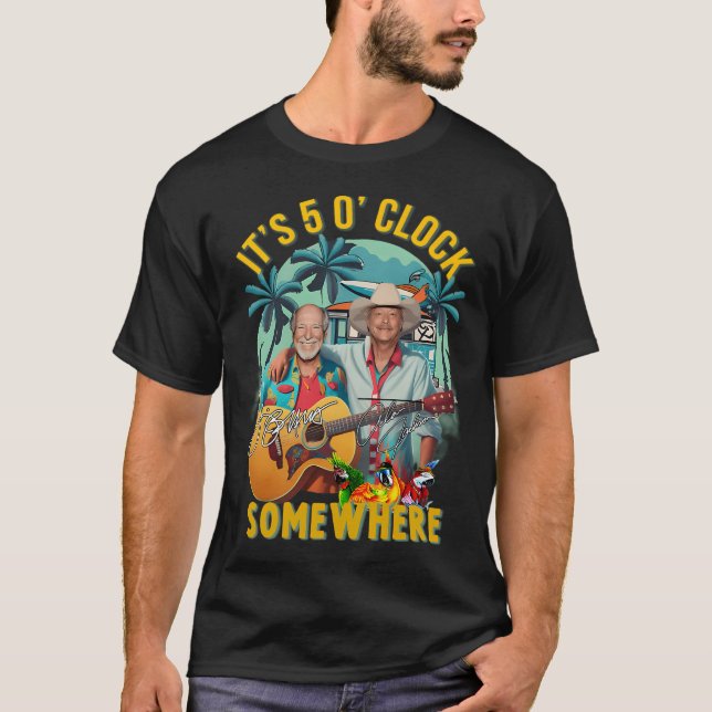 Camiseta Jimmy Buffett e Alan Jackson são 5 horas (Frente)