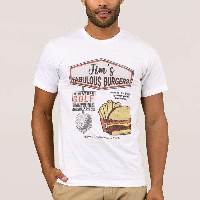 Camiseta Jim's Fabulous Burgers - La Mirada (Frente)