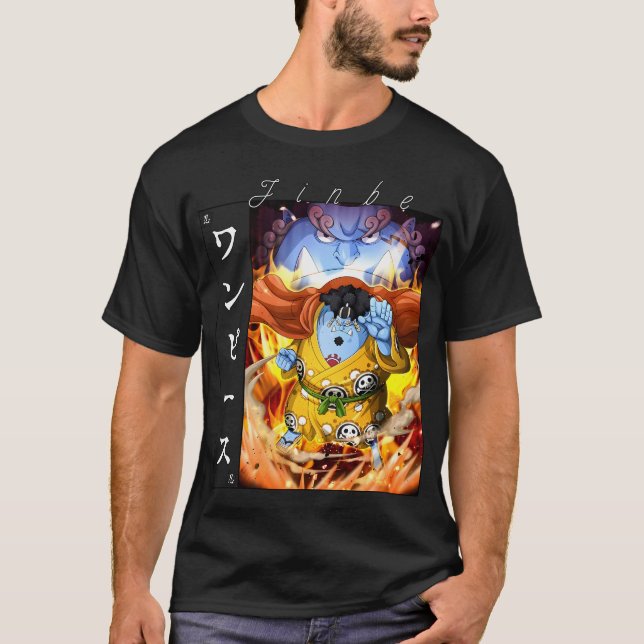 Camiseta Jinbe Cavaleiro do Mar Karatê Fishman Arte Anime (Frente)