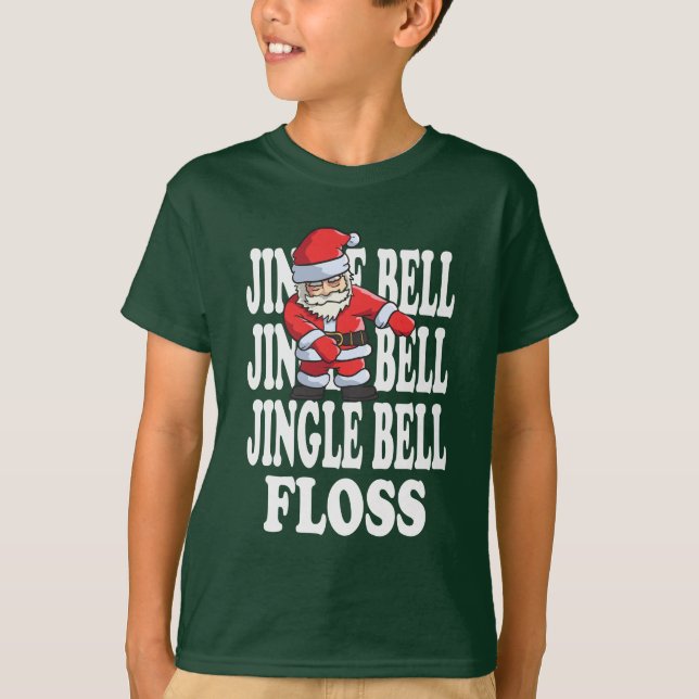 Camiseta Jingle Bell Floss Santa Claus Fogando Natal (Frente)