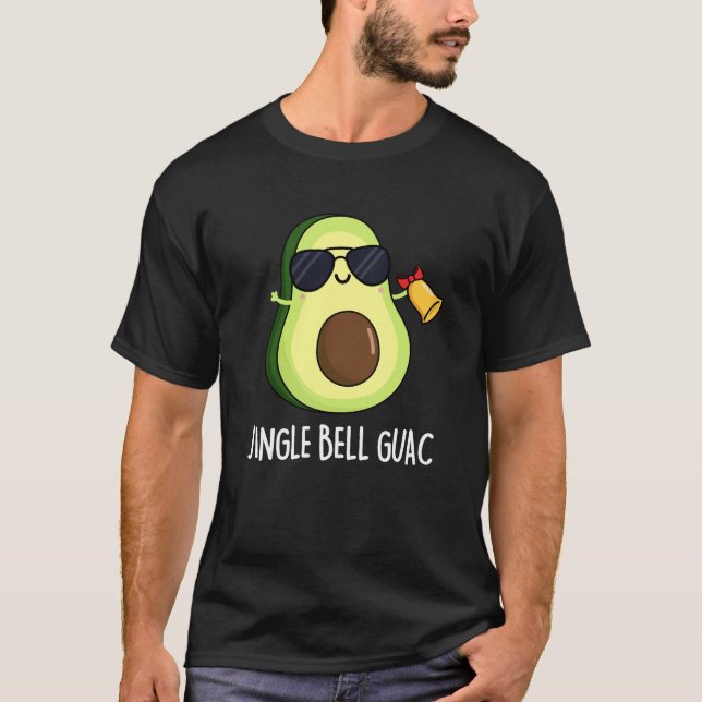 Camiseta Jingle Bell Guac Funny Avocado Pun Dark BG (Frente)