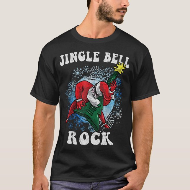 Camiseta Jingle Bell Papais noeis Tocando Violão Fu (Frente)