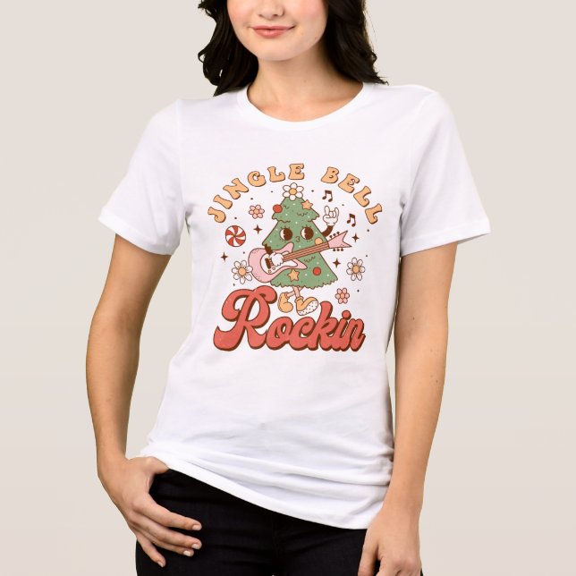 Camiseta Jingle Bell Rockin - Árvore de Natal Musical (Frente)