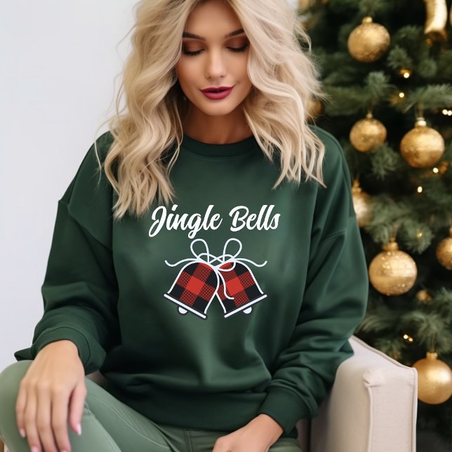 Camiseta Jingle Bells & Buffalo Xadrez Natal Bell Modern (Criador carregado)