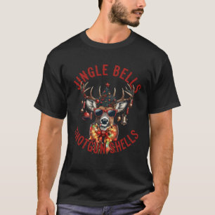 Camiseta Jingle Bells Shotgun Shells Caçador Engraçado