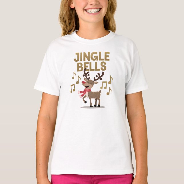 Camiseta Jingle Bells Singing Reindeer (Frente)