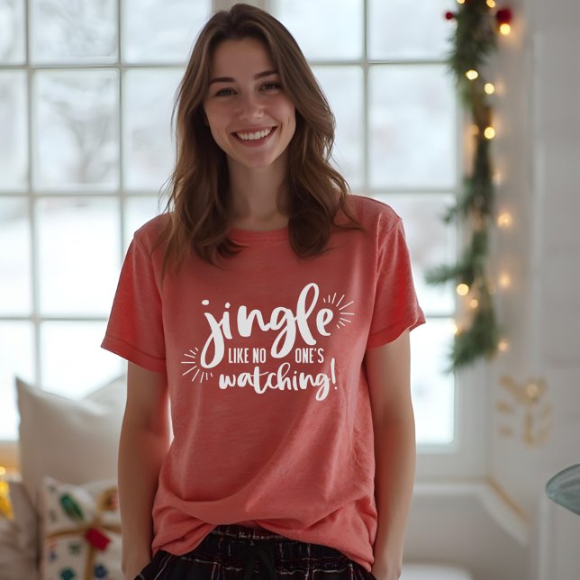 Camiseta Jingle Como se ninguém estivesse assistindo | Nata (Jingle Like No One's Watching | Fun Christmas Tri-Blend Shirt)