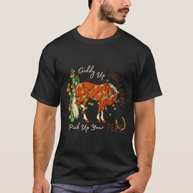 Camiseta Jingle Funny Horse Ck Up Your Feet Cactus Western, (Frente)