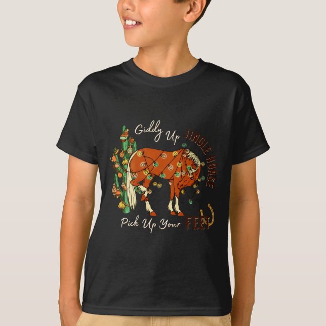 Camiseta Jingle Funny Horse Ck Up Your Feet Cactus Western, (Frente)