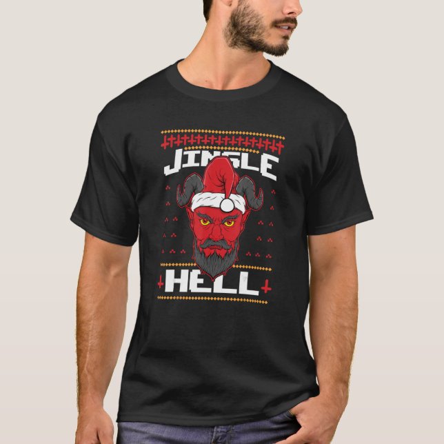 Camiseta Jingle Hell Devil Hail Satã Santa Claus Rock Fan (Frente)