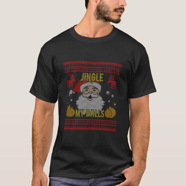 Camiseta Jingle Minhas Bolas Papais noeis Feliz Feliz Natal (Frente)