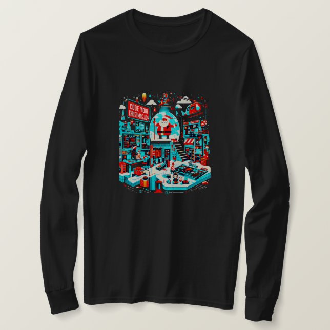 Camiseta Jingle para Papais noeis, Workshop de Xmas Hi-Tech (Frente do Design)
