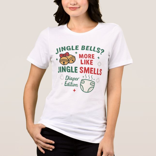 Camiseta Jingle Smells Funny Mom Christmas Tee (Frente)