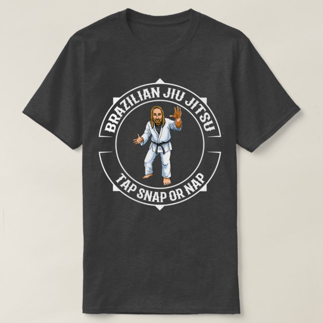 Camiseta Jiu Jitsu and Jesus BJJ and Grappling 1 (Frente do Design)